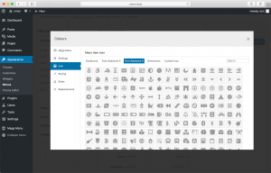 FontAwesome selector admin screenshot