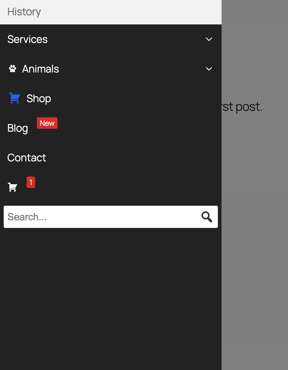 About sub menu displayed as a flyout in the mobile menu