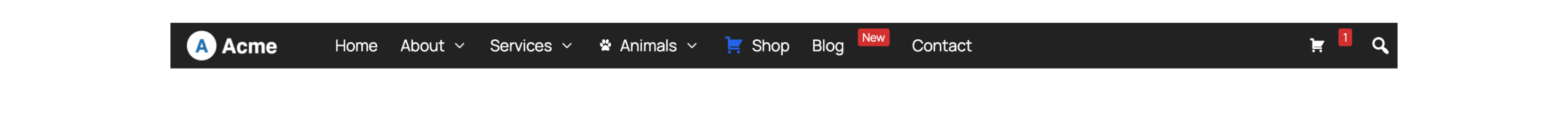 Menu reduced to a maximum width of 1080px and centered